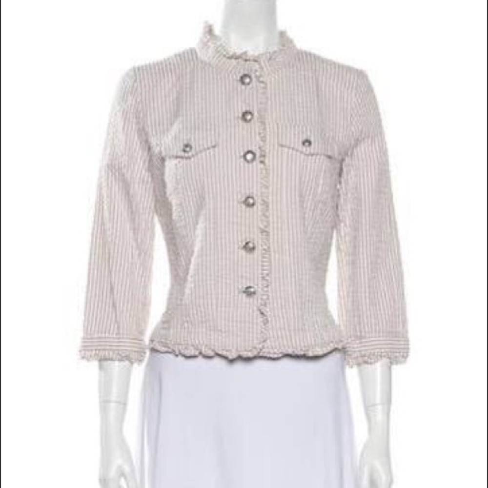Sandro Gray Ruffle Blazer